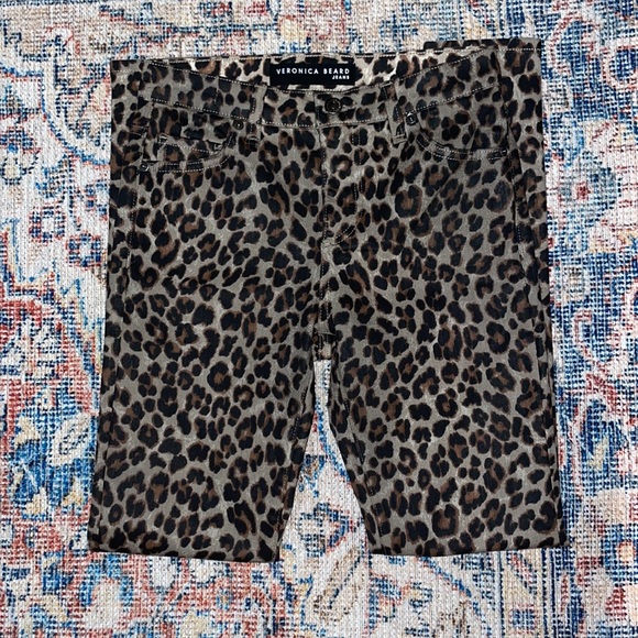 Veronica Beard Brooke Skinny Mid Rise Jeans in Coated Leopard SZ 25 EUC - Picture 3 of 5